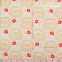 Timeless Treasures - Revive, Hollywood - golden and red flowers on cream
