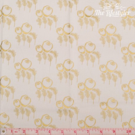 Timeless Treasures - Revive, Art Deco - golden flowers on cream