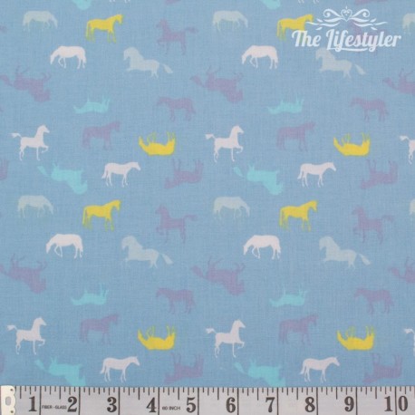 Westfalenstoffe - Young line horses on light blue