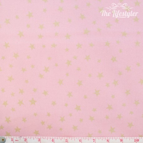 Westfalenstoffe - Noel, golden stars on light pink