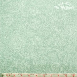 Westfalenstoffe - Cardiff, light green paisley on white