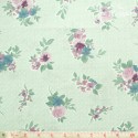 Westfalenstoffe - Cardiff, bouquets on light green/white zigzag