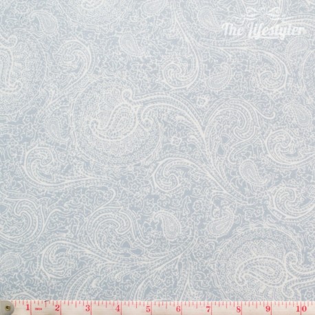 Westfalenstoffe - Cardiff, light blue paisley on white