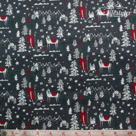 Westfalenstoffe - Noel, Xmas motif on anthracite