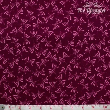 Westfalenstoffe - Bangkok, pink fans on burgundy