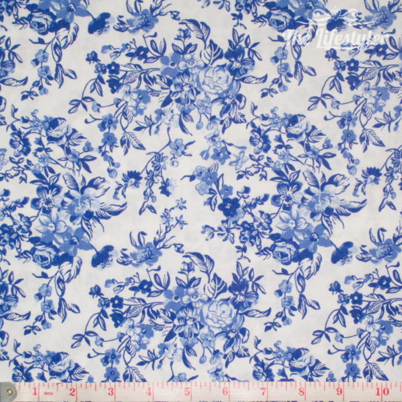 Delft Blue Floral Wrapping Paper