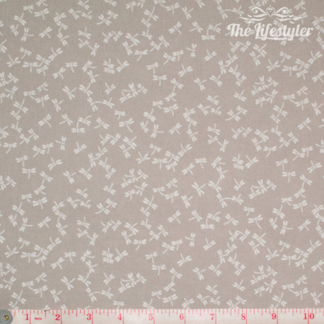 Westfalenstoffe - Kyoto, white dragonflies on light beige