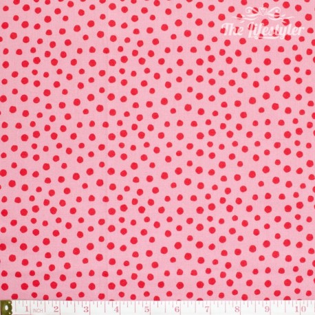Westfalenstoffe - Young line red dots on pink