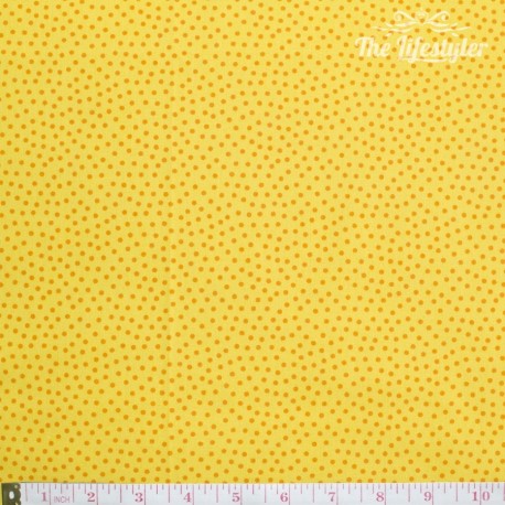 Westfalenstoffe - Young line small orange dots on yellow, organic