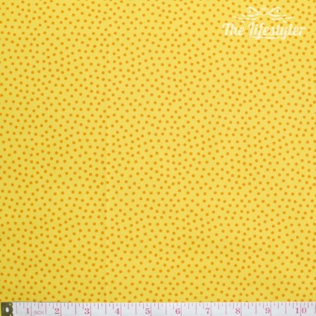 Westfalenstoffe - Young line small orange dots on yellow, organic