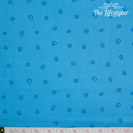Westfalenstoffe - Young line blue spirals on light blue