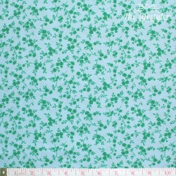 Westfalenstoffe - Marbella green flowers on light blue