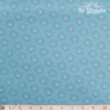 Westfalenstoffe - Princess rose wreaths on light blue