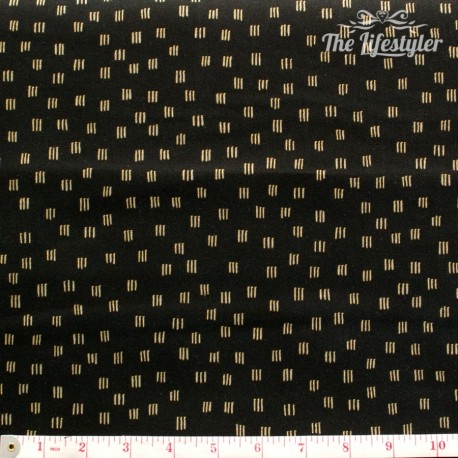 Robert Kaufman - Beau Monde, golden short triple stripes on black