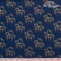 Timeless Treasures - Revive, Art Deco - golden flowers on navy